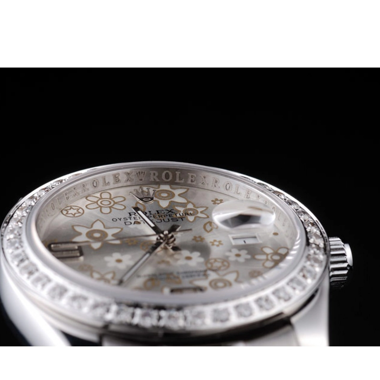 Good copy rolex watches Stainless Flowers Plated Silver Polished 98081 Diamond Dial Rolex Steel Datejust 0805